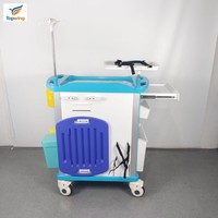Chariot d'urgence médical professionnel moderne en ABS et aluminium, chariot de secours, mobilier hospitalier, 5 tiroirs, pour USI et salle de sport