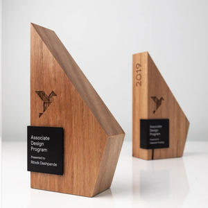 Crystal <b>Trophy</b> With Wood Base Laser <b>Engraved</b> Digital Printing Award For Conference Business Gifts - Product Image 3