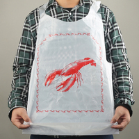 Penjualan Panas Bib Plastik Sekali Pakai untuk Dewasa, Motif Lobster/Kepiting, Cocok untuk Restoran, Ukuran Dewasa