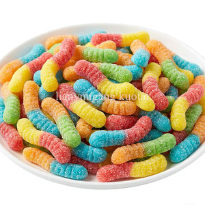 Directo de fábrica a granel, venta al por mayor, muestras gratuitas en forma de gusano, revestimiento de azúcar gomoso masticable, dulces suaves con sabor a fruta, 125g - Product Image 2
