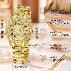 Set di 6 Orologi da Donna di Lusso con Strass, Quadrante con Cuore, Orologio da Polso al Quarzo con Numeri Romani, Reloj Mujer, Orologio da Ragazza (Senza Scatola) - Product Image 4