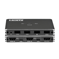 Conmutador KVM 2 en 1 de Metal USB3.0 Hardrock, 4K60HZ, Control Remoto Infrarrojo, Versión Mejorada, Salida de Audio/Video HD, Logotipo Personalizado