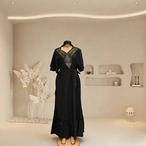 <span class=keywords><strong>Robe</strong></span> Boubou Décontractée à Col en V et Poches, Style Ethnique, Nouvelle Collection 2026, Imprimé Franges, Vente Directe Usine, Prix de Gros - Product Image 3