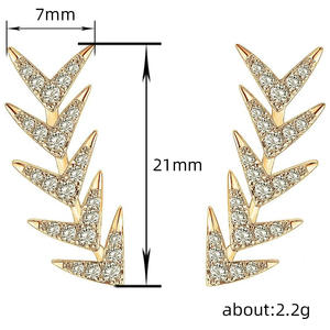 Orecchini a perno E3234 da donna in lega color oro, a forma di pianta, con cristalli taglio brillante e strass, certificati, gioielli alla moda e di tendenza - Product Image 6