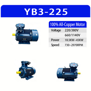 มอเตอร์อะซิงโครนัสสามเฟส YB3-225 แบบ 2/4/6/8 ขั้ว 18.5-45 กิโลวัตต์ รองรับโหลดสูง มอเตอร์ขับเคลื่อนกำลังสูงสำหรับงานหนักในอุตสาหกรรมเหมือง - Product Image 2