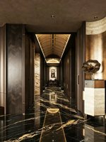 Carreaux de pierre en granit noir doré style moderne, marches et contremarches intérieures en granit fusion noir pour la décoration d'hôtels