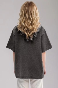 Camiseta Holgada de Manga Corta para Mujer, Transpirable, con Hombros Caídos, Tejido Jersey, para Todas las Temporadas, Estampado Oversize, Cuello Redondo, 100% Algodón - Product Image 4
