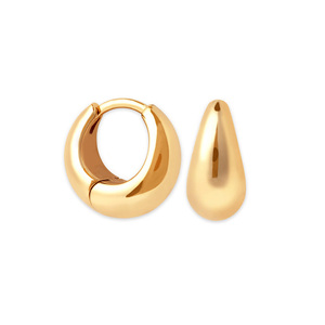 18K Gold Vermeil Vergoldete Chunky Dicke Creolen Dome Huggies - Product Image 1