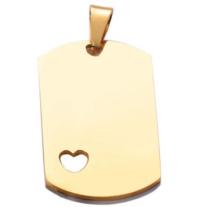 Placa de grabado en blanco de identificación personalizada, collar de acero inoxidable con forma de corazón hueco, abalorio, etiquetas para perros, accesorios colgantes - Product Image 5