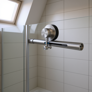 Porte de douche coulissante sans cadre, verre 8 mm, acier inoxydable 304, grandes roulettes, fermeture douce réglable - Product Image 2