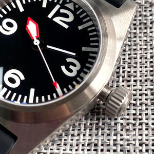 الاتصال الهاتفي الأسود للطيارين من Tandorio, 38 مللي متر ، NH35A ، PT5000 ، ساعة معصم أوتوماتيكية للرجال ، 200 متر ، مع حافظة لامعة ، باللون الأخضر ، شريط وافل - Product Image 4