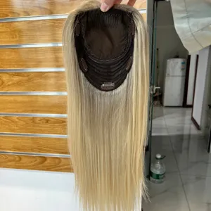 Topper per capelli ebrei con Base in seta per capelli vergini brasiliani di alta qualità all'ingrosso per parrucchino da donna