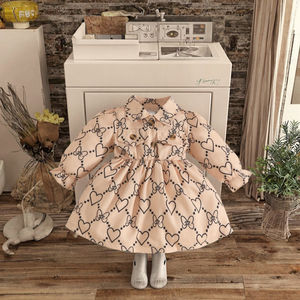 Robe longue à manches imprimées en jean pour filles, collection Printemps-Automne 2025, avec chapeau assorti - Product Image 3