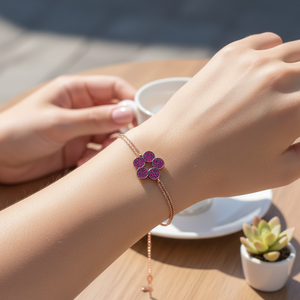 ทับทิม CZ หินดอกไม้ออกแบบตุรกีสร้อยข้อมือขายส่งทำด้วยมือ925เงินสเตอร์ลิงเครื่องประดับอย่างดี - Product Image 3