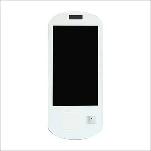 21 Self Service Touch Screen Order Fast Food Payment Kiosk with Thermal Printer and QR Code Scanner Case Max White Metal Wall