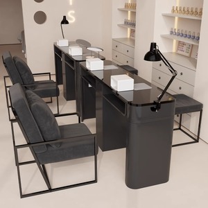 Black <b>Pedicure</b> Massage Chair with Manicure Table Nail Salon Furniture <b>Set</b> Spa <b>Pedicure</b> Station LED Foot Basin Armrest Tray - Product Image 5