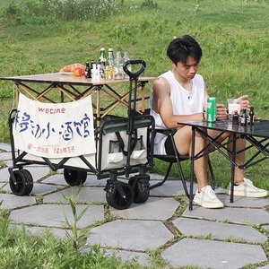 [OEM Personalizado] Carrito de Camping Plegable de Cuatro Ruedas con Barra de Arrastre, Carrito Portátil para el Hogar con Freno HY-099, Embalaje Personalizado - Product Image 3