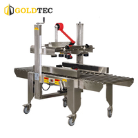 Machine d'emballage de cartons semi-automatique réglable en acier inoxydable Goldtec GTF-5050G avec entraînement latéral