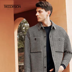 2025 hommes coupe ajustée <span class=keywords><strong>pied</strong></span> <span class=keywords><strong>de</strong></span> <span class=keywords><strong>poule</strong></span> Blazer décontracté italien simple boutonnage mariage bal fête costume grande taille peigné affaires costumes - Product Image 5