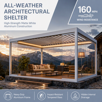Pavillon motorisé intelligent en aluminium à persiennes en verre automatisées pour balcon, sommet de colline et espace de loisirs extérieur