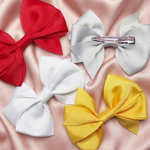 Bunte Kinder Mädchen 3,5 Zoll Solid <span class=keywords><strong>Ribbon</strong></span> Haars chleife <span class=keywords><strong>Clips</strong></span> Mit Haarnadeln Boutique Haars pangen Haarschmuck - Product Image 2