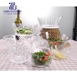 Juego de 7 Tazones para Ensalada de Alta Calidad con Diseño de Diamantes Grabados, Tazón de <span class=keywords><strong>Vidrio</strong></span> para Mezclar y Servir Fruta, 5 y 9 Pulgadas, Cristalería de Cocina, Regalo - Product Image 2