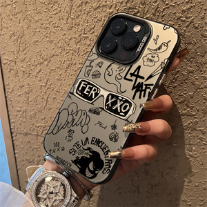 Coque de téléphone anti-choc givrée beige avec motif graffiti et collage d'autocollants pour <span class=keywords><strong>iPhone</strong></span> 17/16/15/14 Pro Max, Accessoires mobiles - Product Image 4