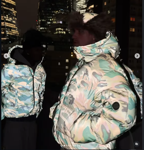 Мужские зимние куртки-пуховики с камуфляжным принтом, светоотражающие, ветрозащитные, водонепроницаемые, светящиеся, с подкладкой - Product Image 2