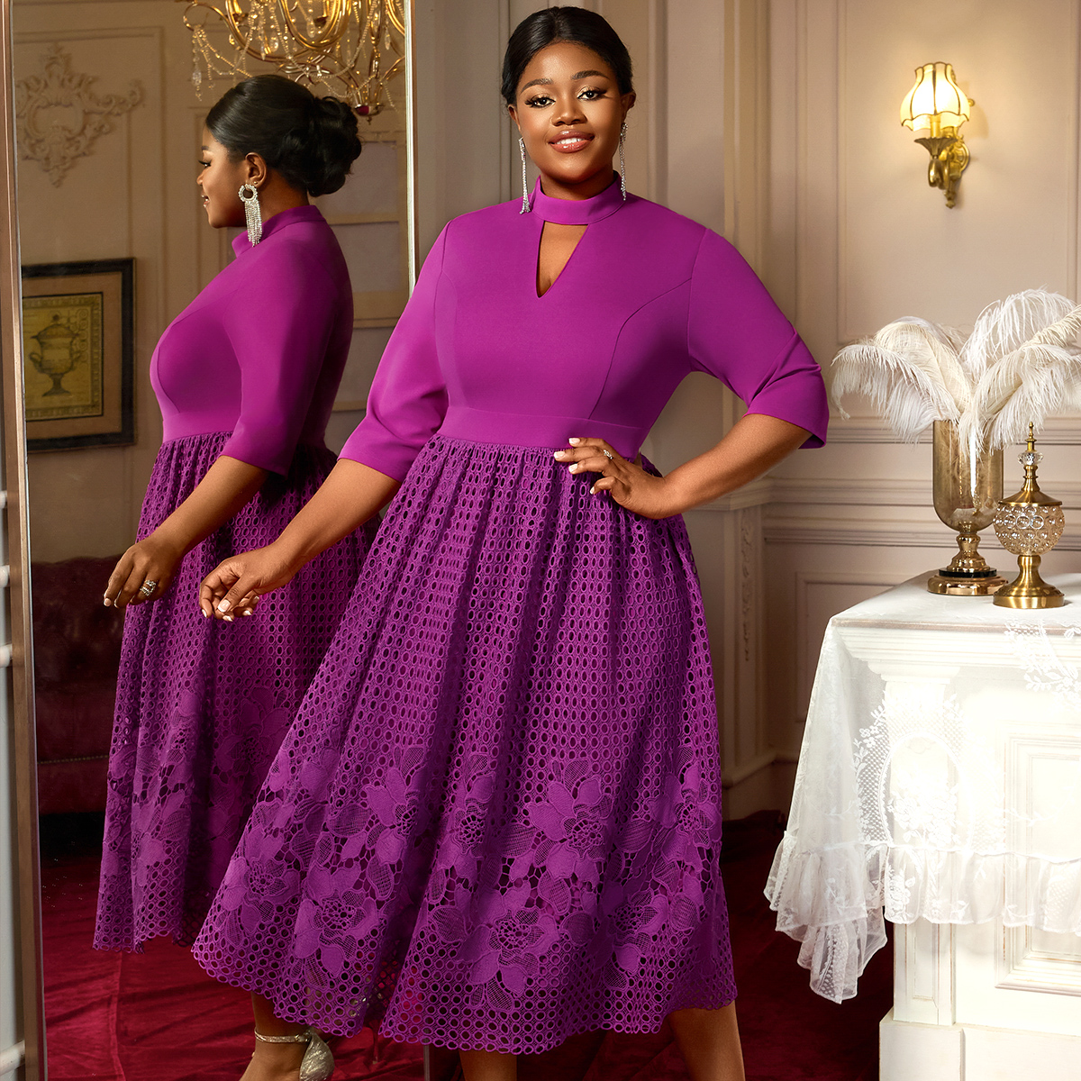 Lilac Dress Plus Size - Elegant Floor-Length Ball Gown