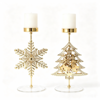 Plateau à bougies moderne en fer doré 661, motif flocon de neige, arbre, papillon, support décoratif pour bougies, éclairage pour la maison, les fêtes, les mariages, les vacances