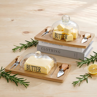Beurrier en verre nordique avec couvercle et couteau, boîte à beurre hermétique pour le fromage, l'avocat, le gâteau, conservation fraîcheur garantie