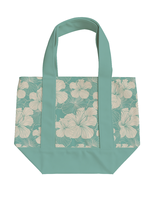 Sac fourre-tout mini en toile écologique réutilisable à motif fleur d'hibiscus hawaïenne, sac de plage quotidien d'été avec fermeture éclair, personnalisable, faible MOQ