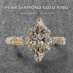 Anillo de Boda Zuanfa Hecho a Medida de Lujo con Diamante Cultivado en Laboratorio de 1 Quilate, Color D, Corte Pera, Oro Blanco de 14K, Certificado IGI, Perforado con Láser - Product Image 2