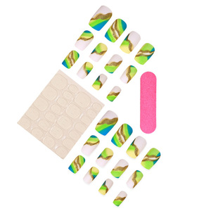Uñas Postizas Reutilizables Estilo Europeo Americano Francés, Color Verde Fluorescente <span class=keywords><strong>con</strong></span> Borde <span class=keywords><strong>Dorado</strong></span>, Arte de Uñas al por Mayor - Product Image 3