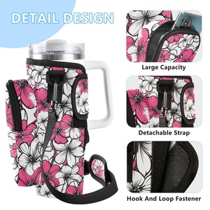 กระเป๋าใส่แก้วน้ำลายดอกพิงค์ฮาว คอลเลคชั่นอโลฮ่า  สำหรับแก้วกาแฟ แก้วน้ำ 40 ออนซ์  พร้อมหูหิ้ว - Product Image 3