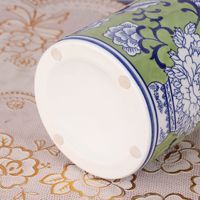 Vase en céramique bleu blanc en porcelaine Style chinois motif rond Arrangement floral hydroponique moderne ornements de bureau Pot utilisation
