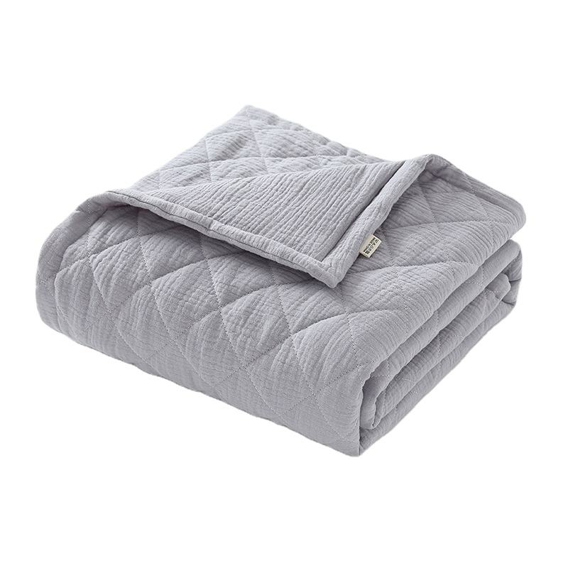 Grey Kids Quilt Blanket Super Soft Baby Cotton Comfort Blanket