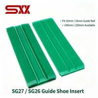 Guía de elevación de revestimiento de botas de tres pliegues verde, inserto de zapata SG26 SG27 UHMWPE 10mm 16mm, contrapeso, piezas de repuesto para riel principal de elevación de coche