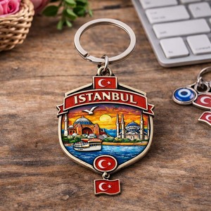 Portachiavi in Metallo con Stampa Serigrafica, Design Croazia <span class=keywords><strong>Istanbul</strong></span>, <span class=keywords><strong>Souvenir</strong></span> Turistico - Product Image 3