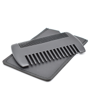 <span class=keywords><strong>Peigne</strong></span> à barbe antistatique à dents fines et grossières, couleur noire, logo personnalisé, double face, en bois naturel, avec étui en PU. - Product Image 6