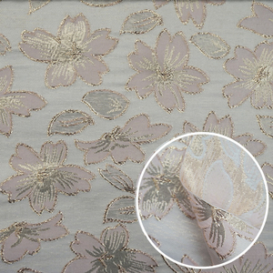 Tissu <span class=keywords><strong>de</strong></span> <span class=keywords><strong>soie</strong></span> tissé à fleurs pour femmes, vente en gros, tissu Jacquard Lurex en <span class=keywords><strong>mousseline</strong></span> <span class=keywords><strong>de</strong></span> <span class=keywords><strong>soie</strong></span>, tissu brocart en Polyester - Product Image 3