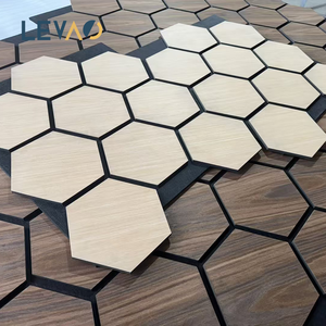 Panel Acústico de Pared Hexagonal para Dormitorio, Resistente al Agua y al Fuego, de MDF, Fibra de Poliéster, Alta Densidad, Insonorizante, con Listones de Madera - Product Image 1