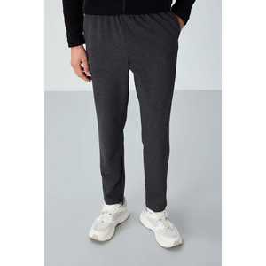 Pantalon de survêtement pour homme Anthracite mélangé texturé, coupe standard, taille élastique, tissu respirant décontracté - Product Image 3