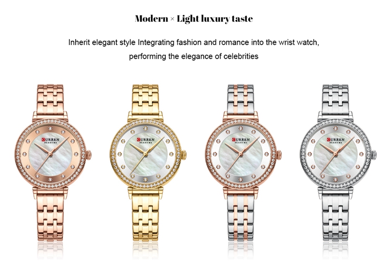 CURREN-montre à Quartz pour femme, Bracelet en diamant, étanche, en acier inoxydable