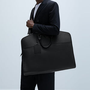 Özel siyah Saffiano deri erkek spor ayakkabı bölmesi ile erkekler için seyahat giysi çantası moda elbise taşıyıcı - Product Image 2