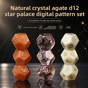 Dadi D12 in Cristallo Artificiale Personalizzabili con Faccia in Gemma, Set di 12 Dadi a Tema Tarocchi, Costellazioni e Stelle del Mazzo Zodiacale, Divertenti - Product Image 1