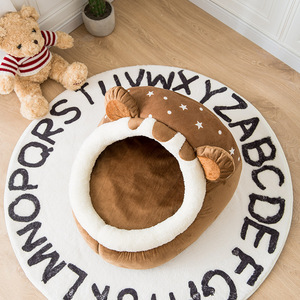 Bear & U Bear Head Pet <b>Bed</b> Brown Oval Faux Fur Washable For <b>Small</b> <b>Dogs</b> Four Seasons - Product Image 3