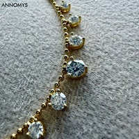Collier chaîne dégradée en argent S925 avec moissanite, plaqué or, couleur D, scintillant et délicat, idéal comme cadeau pour femme - Vente en gros