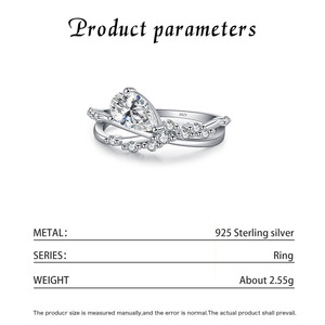 แหวนหมั้นเพชรทรงลูกแพร์เงินแท้ S925 ประดับเพชรแบบ Pave Setting สำหรับผู้หญิง สไตล์โรแมนติก - Product Image 2
