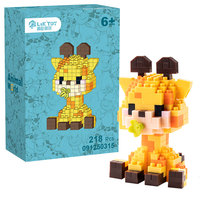 Lot de blocs de construction en micro-diamants Girafe Adorable, 218 pièces, mini briques animales, fournisseur en gros, cadeaux d'anniversaire